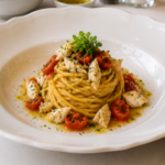 Salmone in Crosta di Pistacchi con Finocchi Arrosto e Salsa Agrumata allo Yogurt