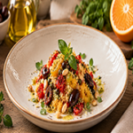 Reale di Vitello Brasato alle Erbe con Cavolini di Bruxelles e Fondo di Verdure
